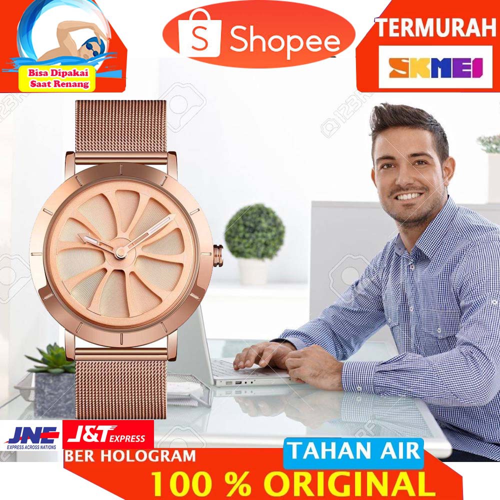 SKMEI Jam Tangan Analog Pria Strap Stainless Steel - 9204 [Rose Gold]