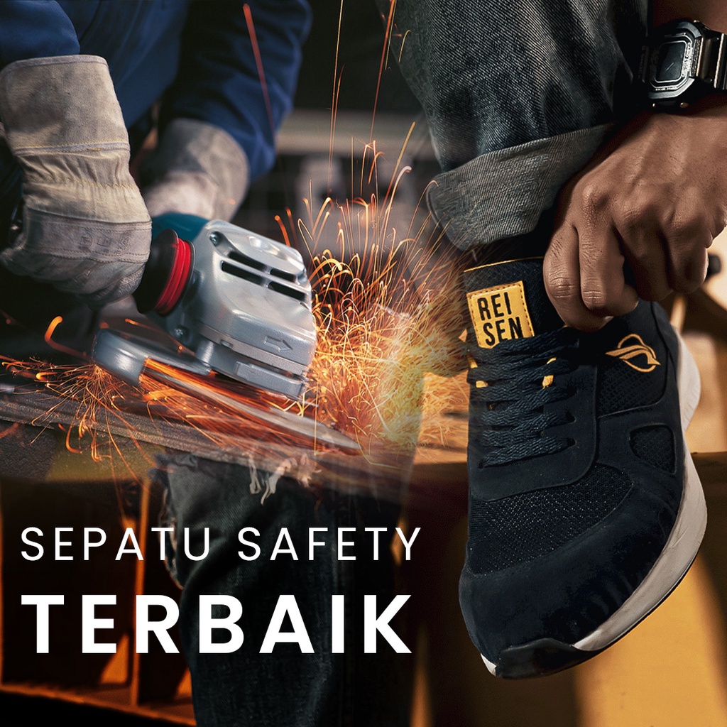 REISEN GEAR - MAKAW |sepatu safety sneaker biru navy sepatu safety model kasual sepatu sport safety