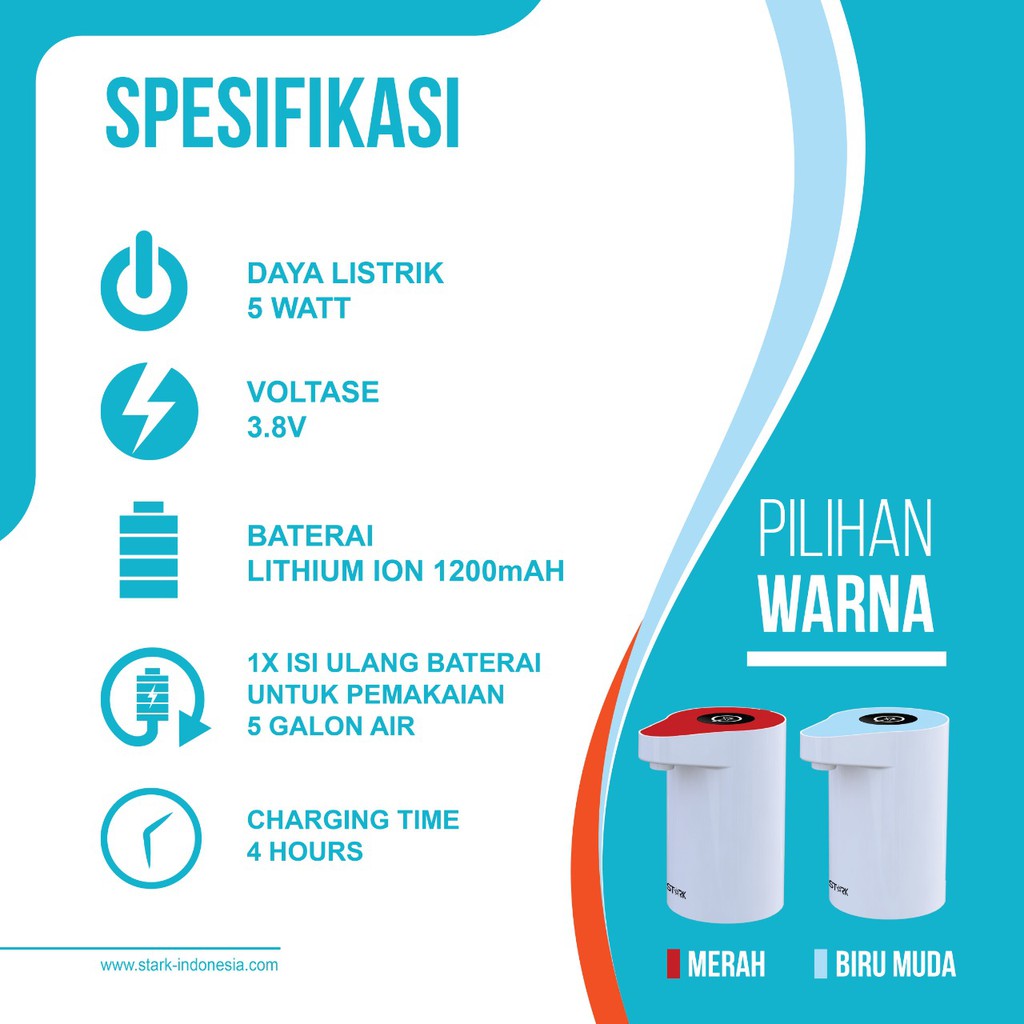 Stark STWP03 Dispenser Pompa Air Galon Portable Elektrik / Suara Halus / Kualitas Premium