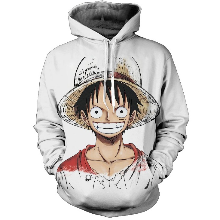 Hoodie Luffy White Onepiece Mugiwara