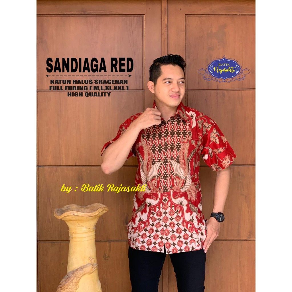 SANDIAGA RED RAJASAKTI KEMEJA BATIK SOLO PRIA LENGAN PENDEK PANJANG LAPIS FURING ATASAN PREMIUM MODERN KATUN HALUS CAKRAWANGSA 2 BASKARA TWOPEN PRASAD TWO BURUNG BERSUA PARANG PUNDAK 2 ABSTRAK PELANGI PELANGI PEN PRASADUO LONG WHITE CAPPUCINO  KONGO RED 2