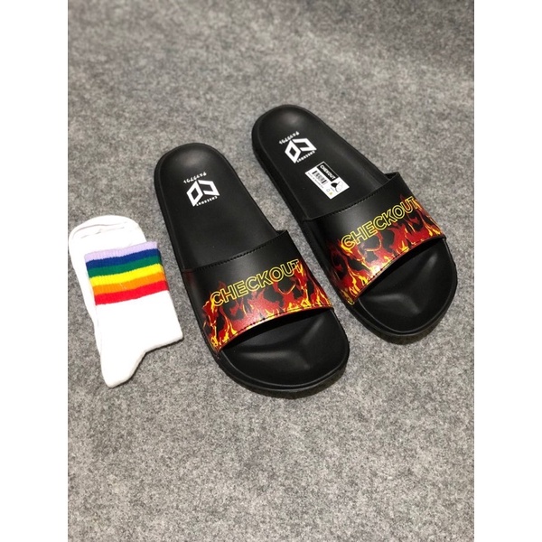 SANDAL SLIDE CHEKOUT FLAME PRIA WANITA