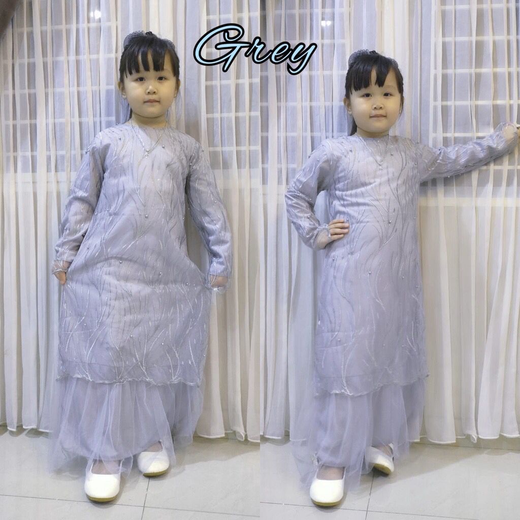 Kid Aldine Baju Gamis Brukat Tile Anak/ Gamis Pesta Anak/ Couple Ibu Anak Usia 3-12 Tahun