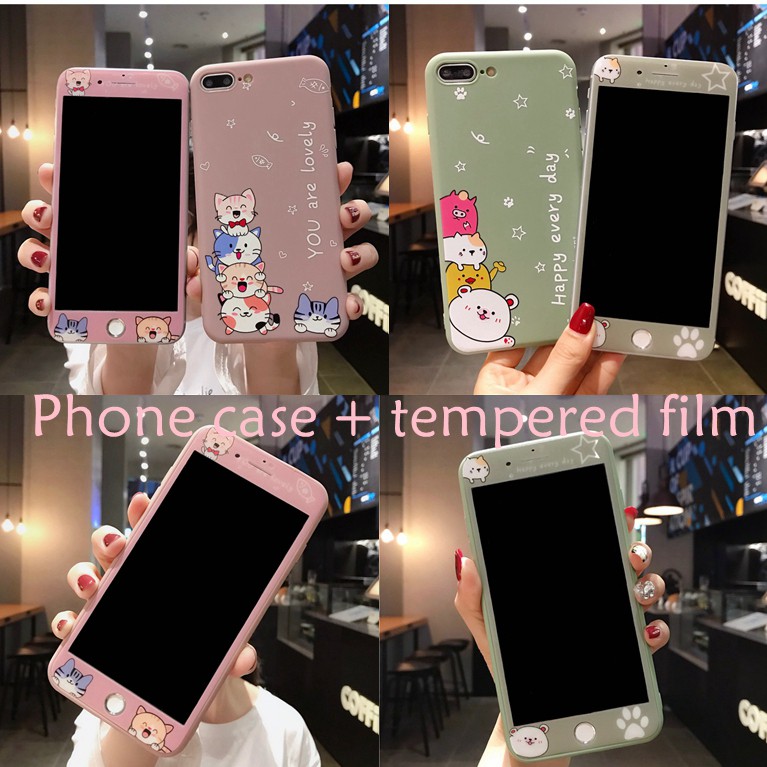 Casing Tempered Glass Motif Kartun  Untuk Vivo  V5 V5s V9 