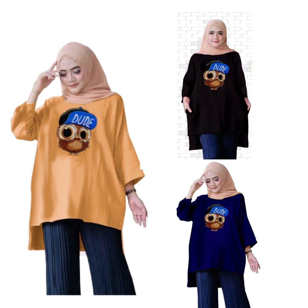 Tunik Jumbo Burung Hantu 02 Owl / Atasan Wanita XL-XXL