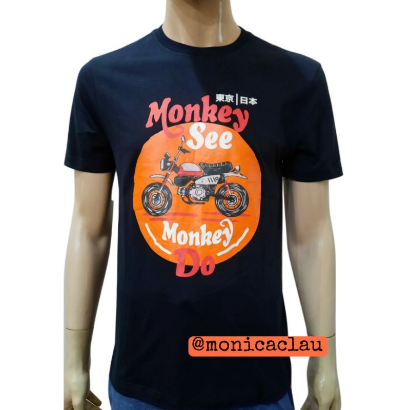 Kaos Pria Poshboy Original Monkey See Print Tshirt Katun hitam bahan adem