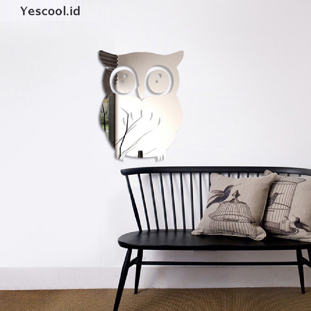 【Yescool】 3d owl art mirror decal vinyl mural wall stickers home decor removable diy .