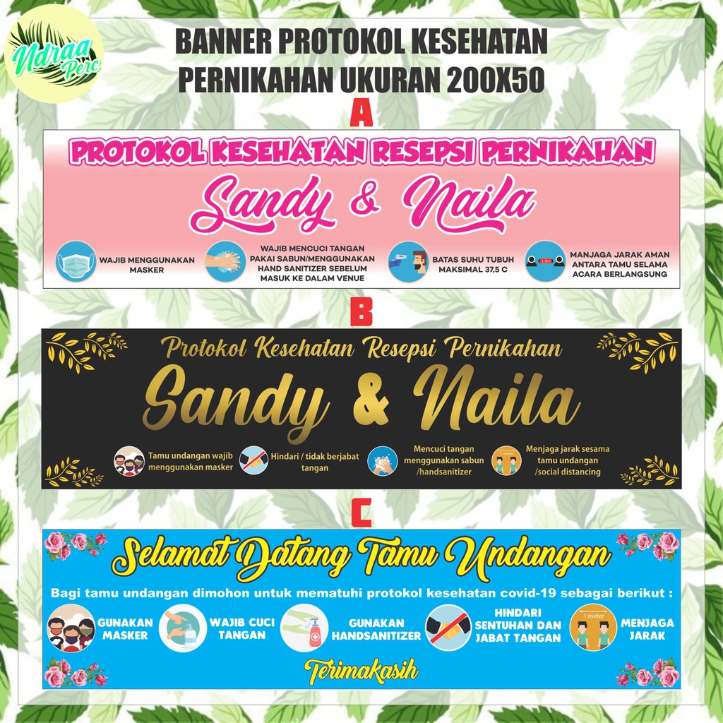 Spanduk Banner Protokol Kesehatan Pernikahan Ukuran 200X50