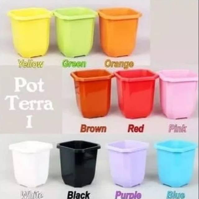 Pot bunga terra kotak warna warni 16,5cm(fullcolour)TERA