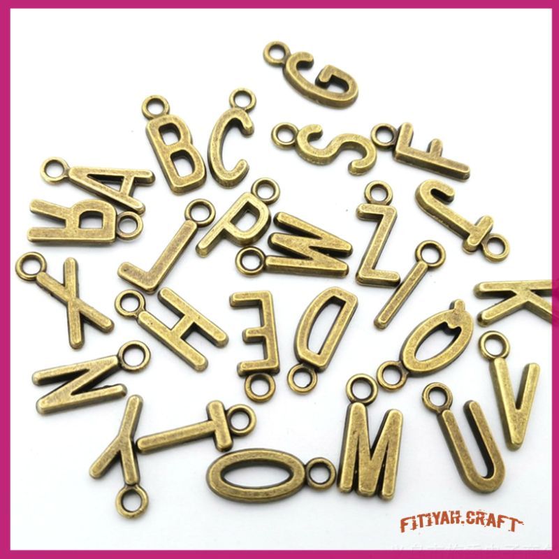 Huruf Charm Alloy Gantung Bronze Abjad A-Z Bahan Kerajina Craft