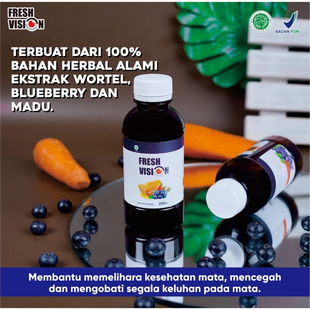 FRESH VISION Obat Mata Herbal / Suplemen Mata Madu FRESH VISION Untuk Mata Merah Lelah Kering Iritasi Gatal Buram Mata Minus / Nutrisi Mata Cegah Katarak Glaukoma 200ml