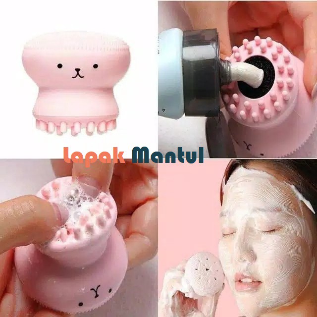 LM-0139 Spon Silikon Lembut Pembersih Wajah Model Gurita - Sponge Octopus