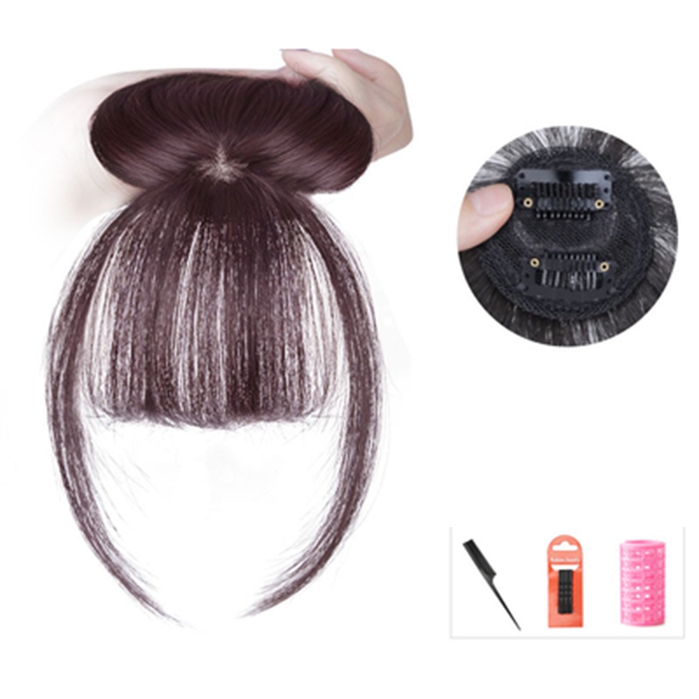 【COD Tangding】3D Women Top Hair Bangs Seamless Fake Bangs Air Bangs Clip In Synthetic Hair Extensions with Toupee Full Cover