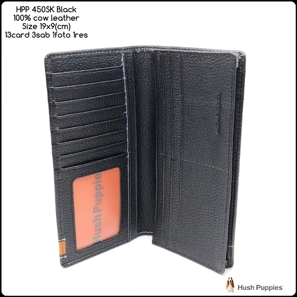 dompet pria hushpuppies 450sk black classic super premium quality bahan asli kulit sapi