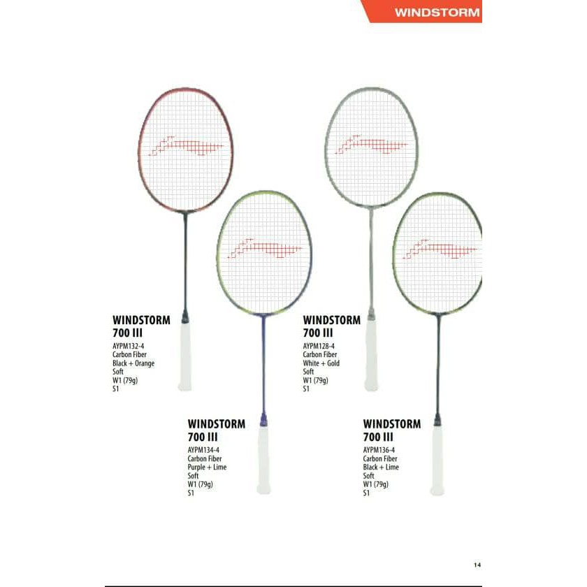 Original Lining Windstorm 700 III Raket Badminton