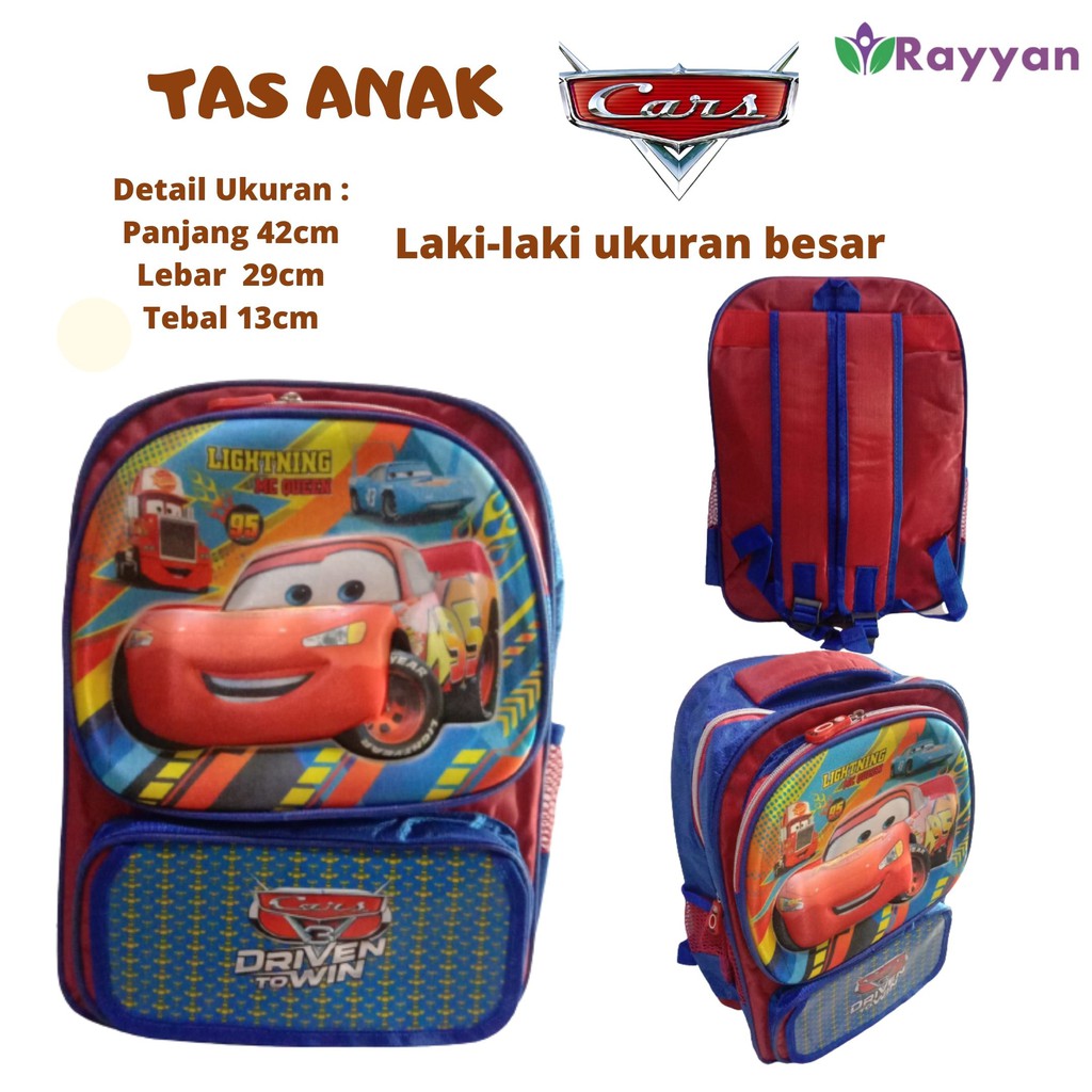 Tas Ransel Sekolah Anak Laki-Laki Cars  Backpack Jumbo Anak Bag Gendong Karakter Cowok