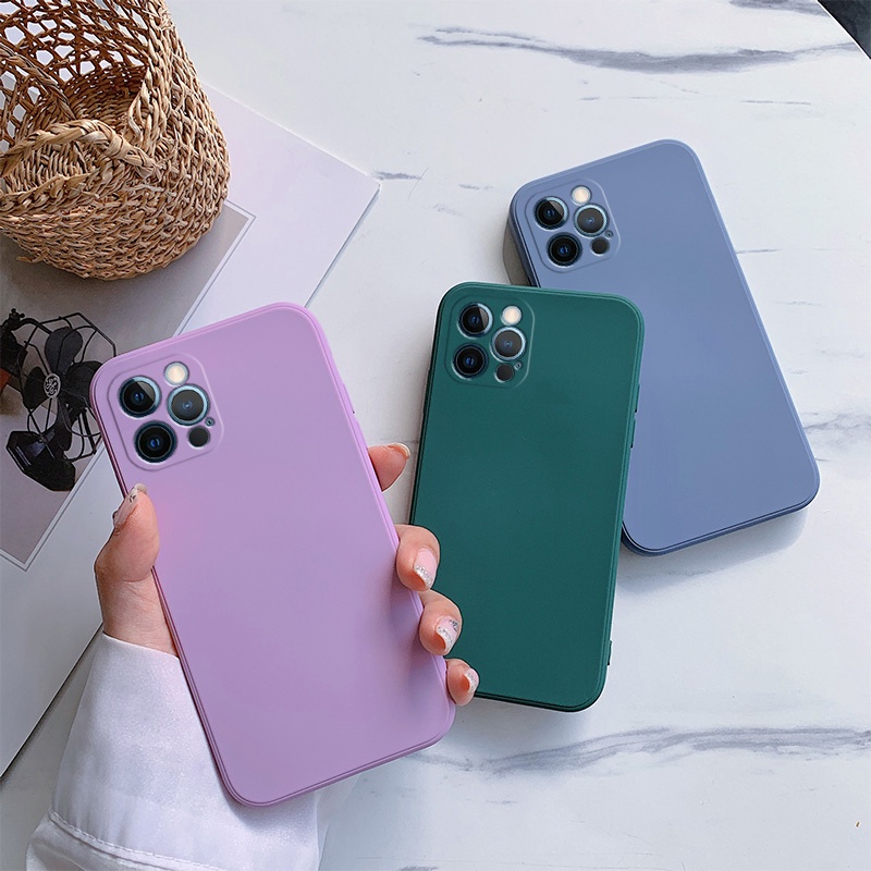 Casing Samsung A53 A50 A50S A32 A30 A30S A20 A10 A10S A7 2018 J7 J6 J6+ J4 J4+ Prime Plus Solid Color Straight Edge Protect Camera Soft Case-2
