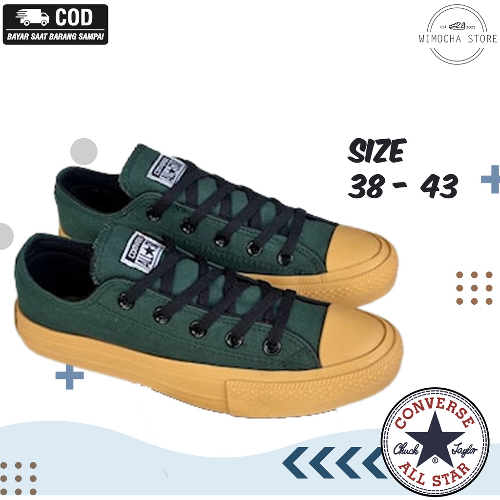 Sepatu Sneakers Converse ALL Star CT Poxing Gumb HIJAU ARMY  Pria Wanita Cowok Cewek Laki Perempuan 