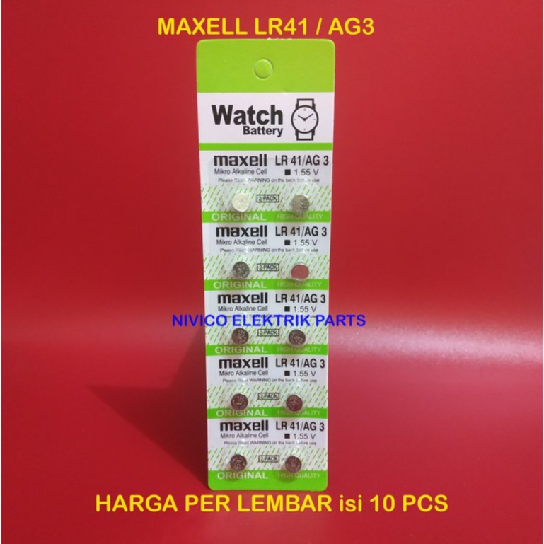 Baterai Batere Batre MAXELL LR41 LR 41/  MAXELL LR41 LR 41 AG3 AG 3/ Baterai Kancing/ Baterai Jam