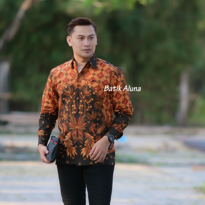 Atasan Batik Pria Lengan Panjang Premium Kemeja Batik Pria Lengan panjang Reguler ASD 095