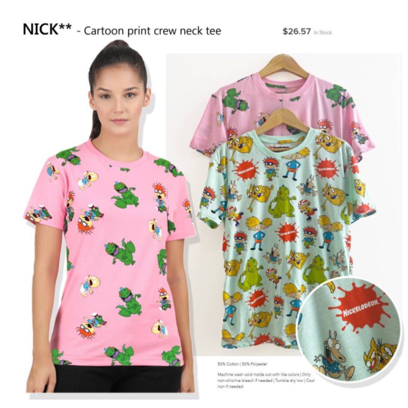 Nickelodeon cartoon print crew neck tee