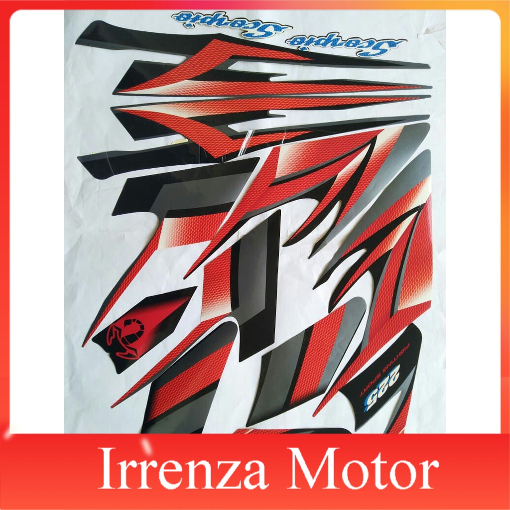 sticker striping motor yamaha scorpio 2004 hitam merah