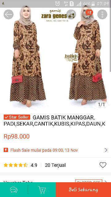 Gamis Batik Manggar, Padi,sekar,cantik,kubis,kipas,daun,kupu,nadine,gendis