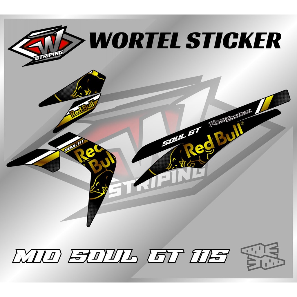 Striping Mio Soul GT 115-Striping Stiker Hologram Motor Mio Soul GT 115 RedBull