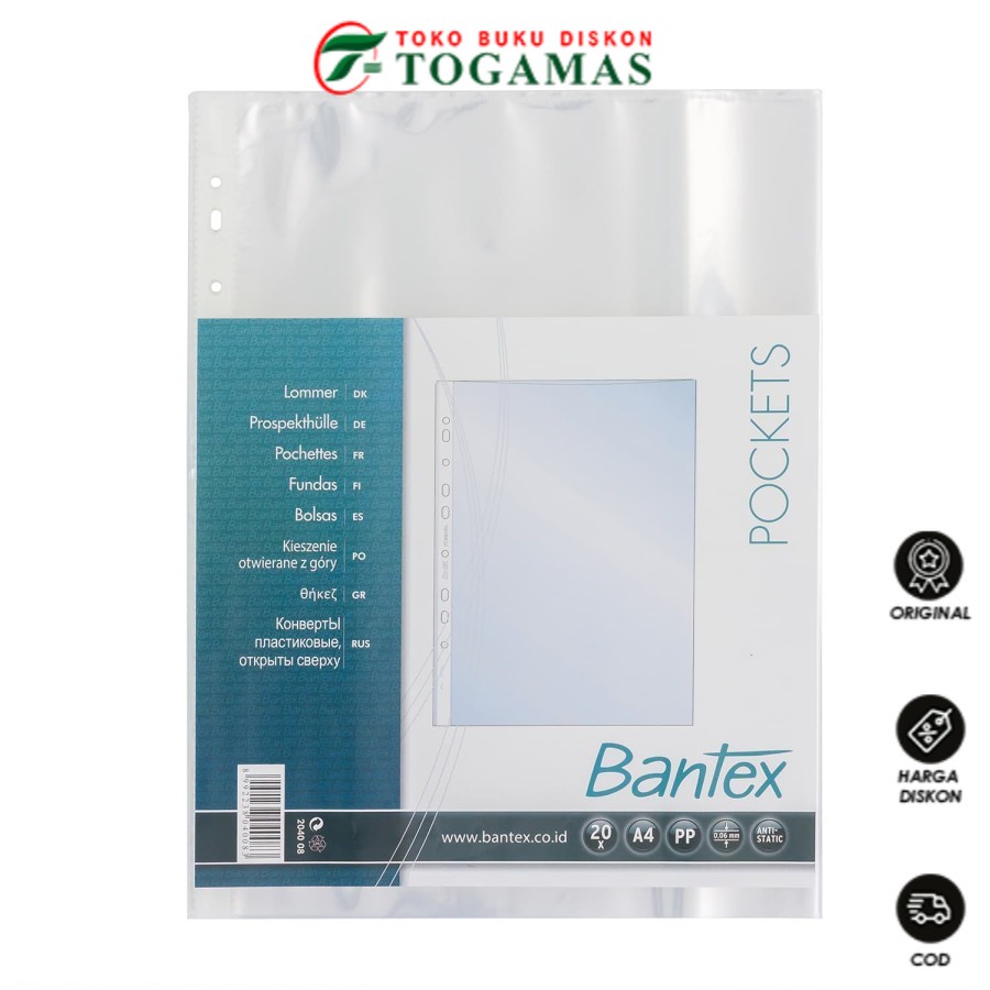 

READY STOCK !! POCKET PP 8040-08 A4 2040 CLEAR @20PCS BANTEX