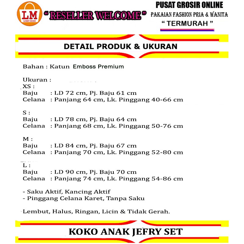 Setelan Koko Anak JEFRI , Stelan Jubah anak, Baju Koko Trendy, Baju Lebaran BAJU KOKO ANAK LMS 21143