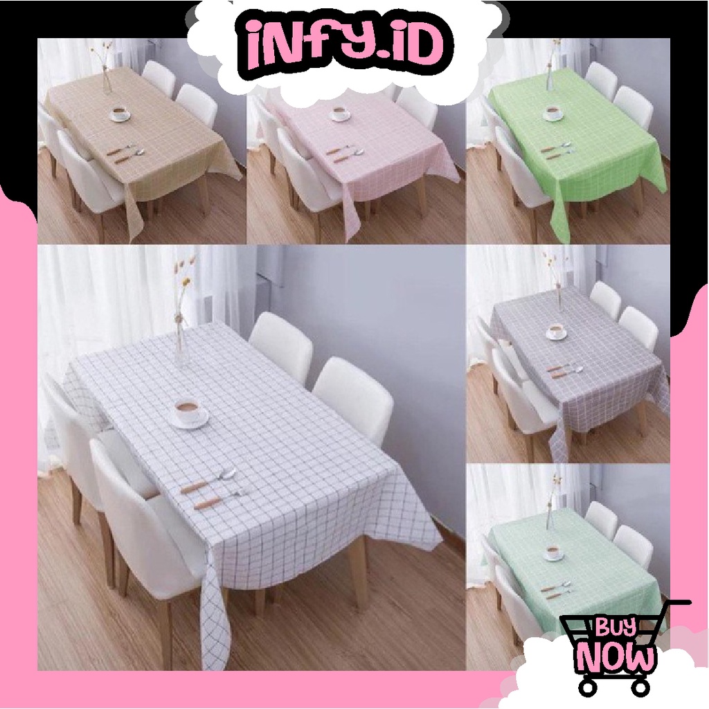 INFY - R407 Taplak Meja Anti Air Motif Kotak-Kotak Bahan PEVA