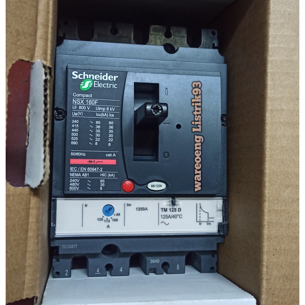 Mccb/Breaker Nsx160f 36kA 3pole 125A Schneider