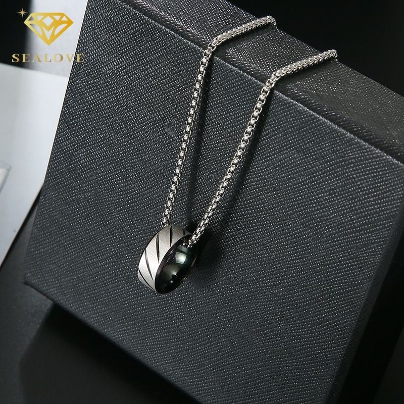 SEALOVE Kasual Pria Trendi Fashion Titanium Kalung Anti Karat Baru Hip Hop necklace Rantai Panjang