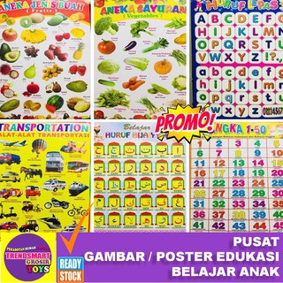 POSTER HURUF ANAK HIJAIYAH ANGKA ALFABET ABJAD UNTUK BELAJAR ANAK