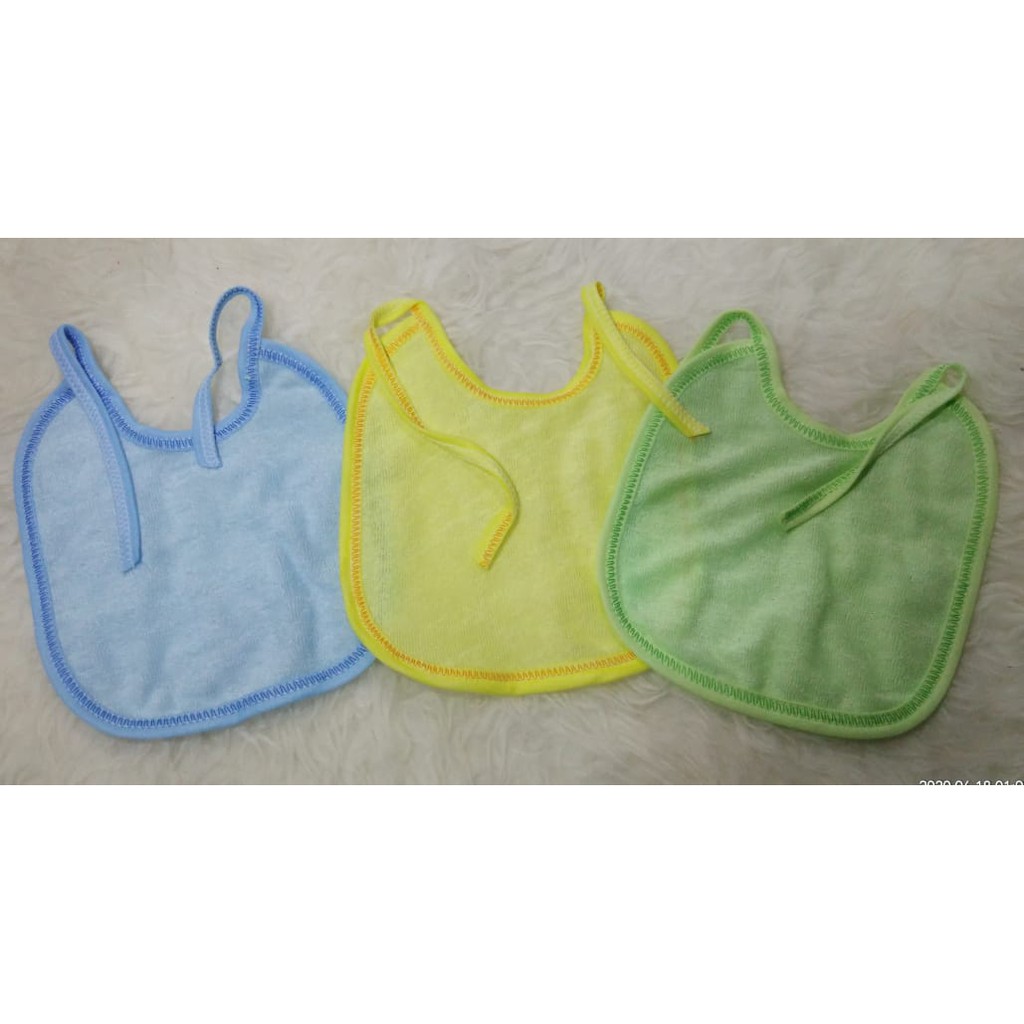 HDK WD - Tatakan Liur Celemek Makan Bayi Slabber Polos 3 Pcs