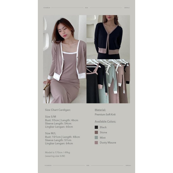 Aubree Knit Dress —— Ocha Wear | Korean Premium Knit Wanita | Knit Set (Dress + Cardigan) Berkualitas