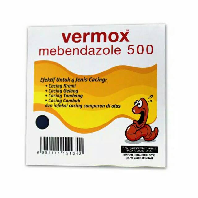 VERMOX 500MG 1 STRIP ISI I TABLET DOSIS TUNGGAL