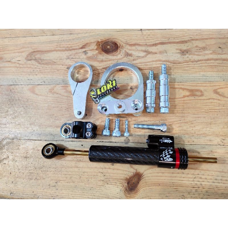 Stabilizer Stabiliser Steering Damper Matris Carbon Silver Panjang Pendek Ninja R RR Rxking-6