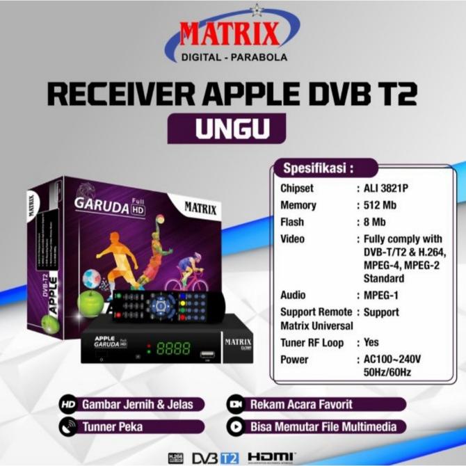 Grosir Receiver Tv Set Top Box Matrix Garuda Dvb T2 Digital Apple Gara