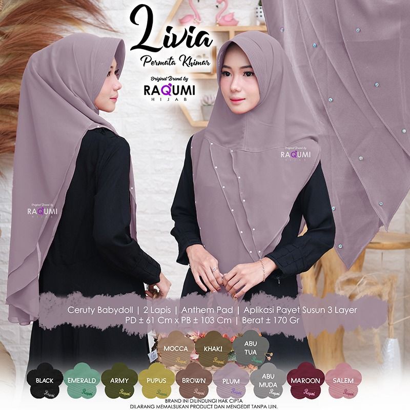 hijab khimar Raqumi 2 lapis LIVIA