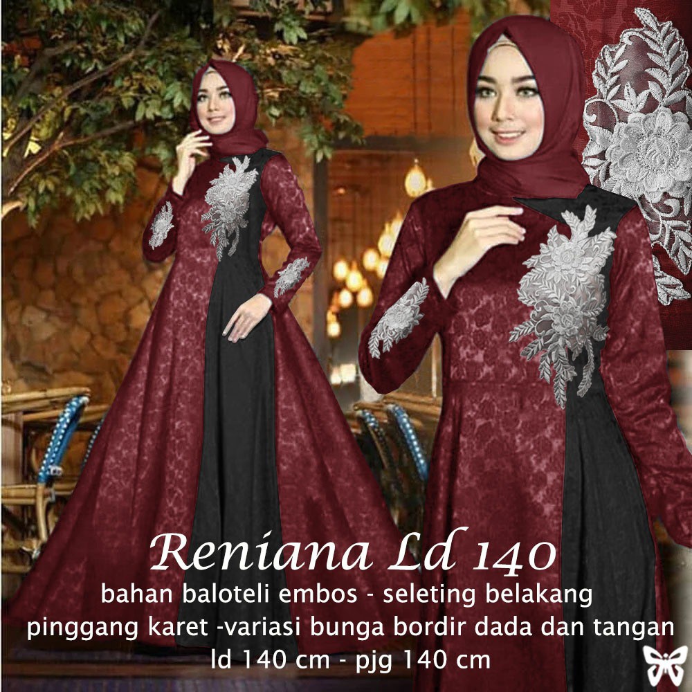 Muat sampai 5L Gamis Syari Super Jumbo LD 140 cm Terbaru Reniana