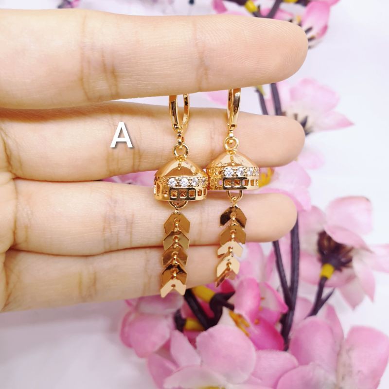 anting antik korea rumbai permata zircon