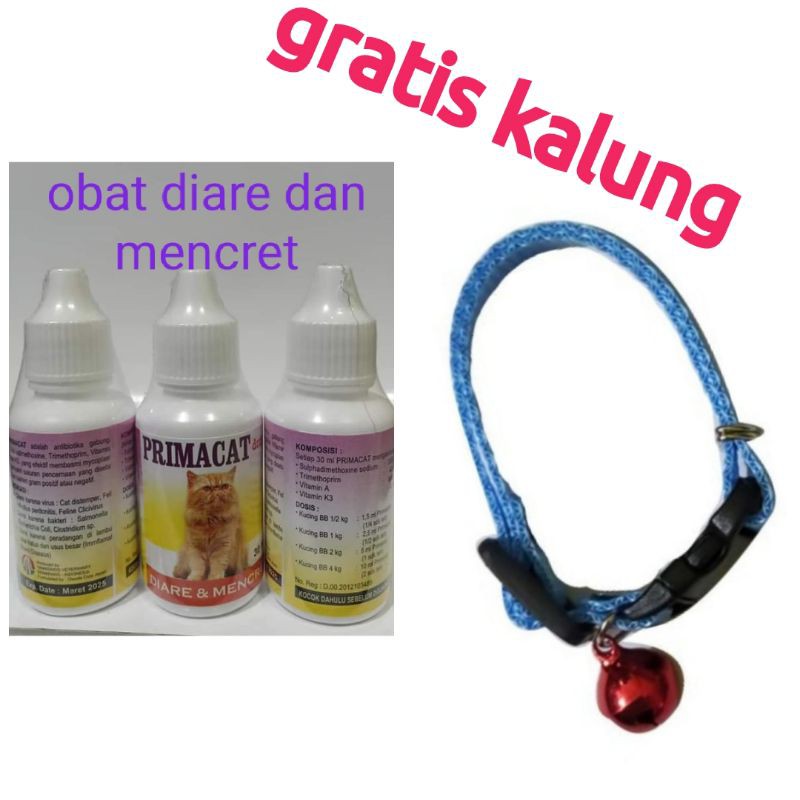 PRIMACAT Obat Mencret Untuk Kucing Gratis Kalung Kucing Polos /Obat Hewan Murah/Kalung Kucing Murah
