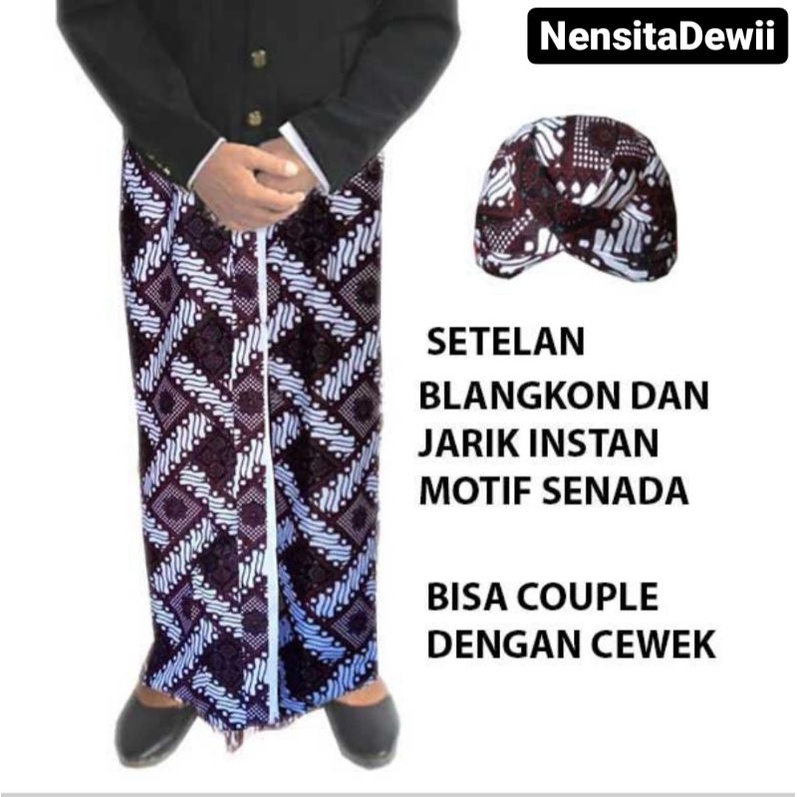 Setelan Blangkon + Jarik Instan Bapak / Motif Senada