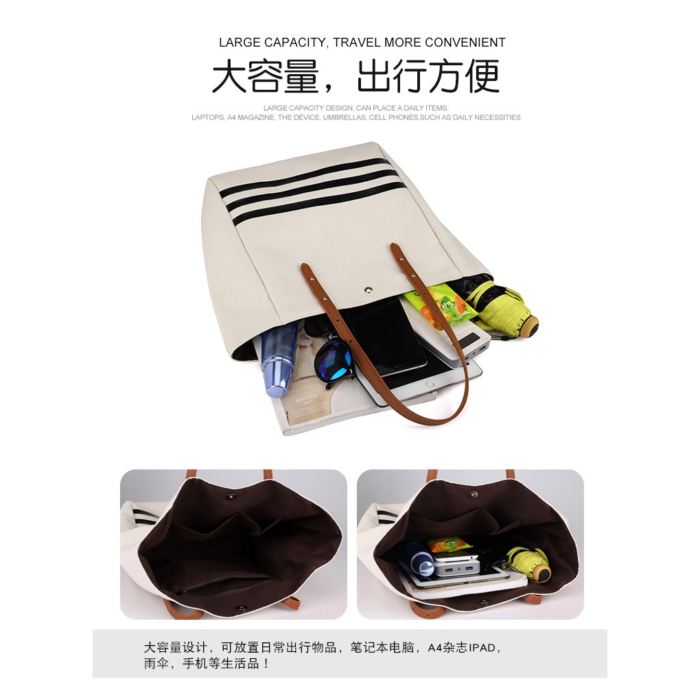 More584 Rumi Canvas Totebag Import / Shoulder Bag Kanvas / Tas Wanita Travel Beach Kanvas Korean Sty