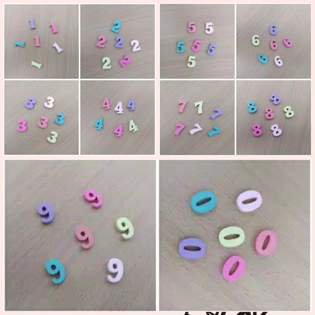 1PC - 1.5 CM ANGKA KAYU KECIL WARNA SOFT