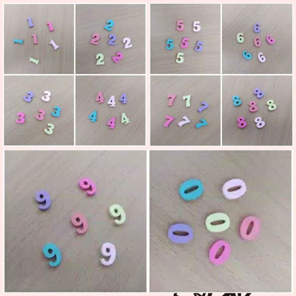 1PC - 1.5 CM ANGKA KAYU KECIL WARNA SOFT