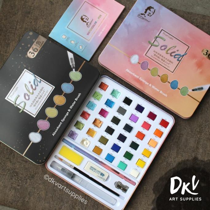 

PERALATAN MELUKIS GIORGIONE WATERCOLOR SET 36 / 48 PEARLESCENT STARRY CAT AIR METALLIC ALAT LUKIS