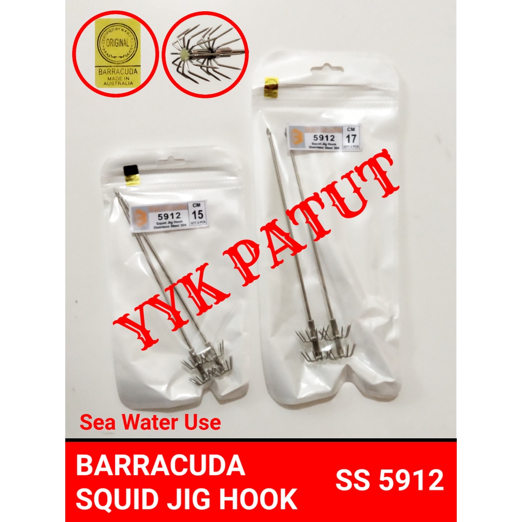PAKU 5912 isi 2 pcs squid jig hook umbrella BARRACUDA mata kail pancing cumi udang capela stainless 