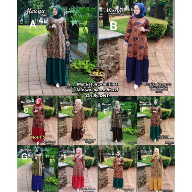 Setelan batik wanita - long dress batik gamis syari baju muslim Meisya style
